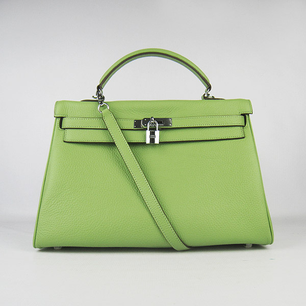 High Quality Hermes Kelly 35CM Togo Leather Bag Green 6308 - Click Image to Close